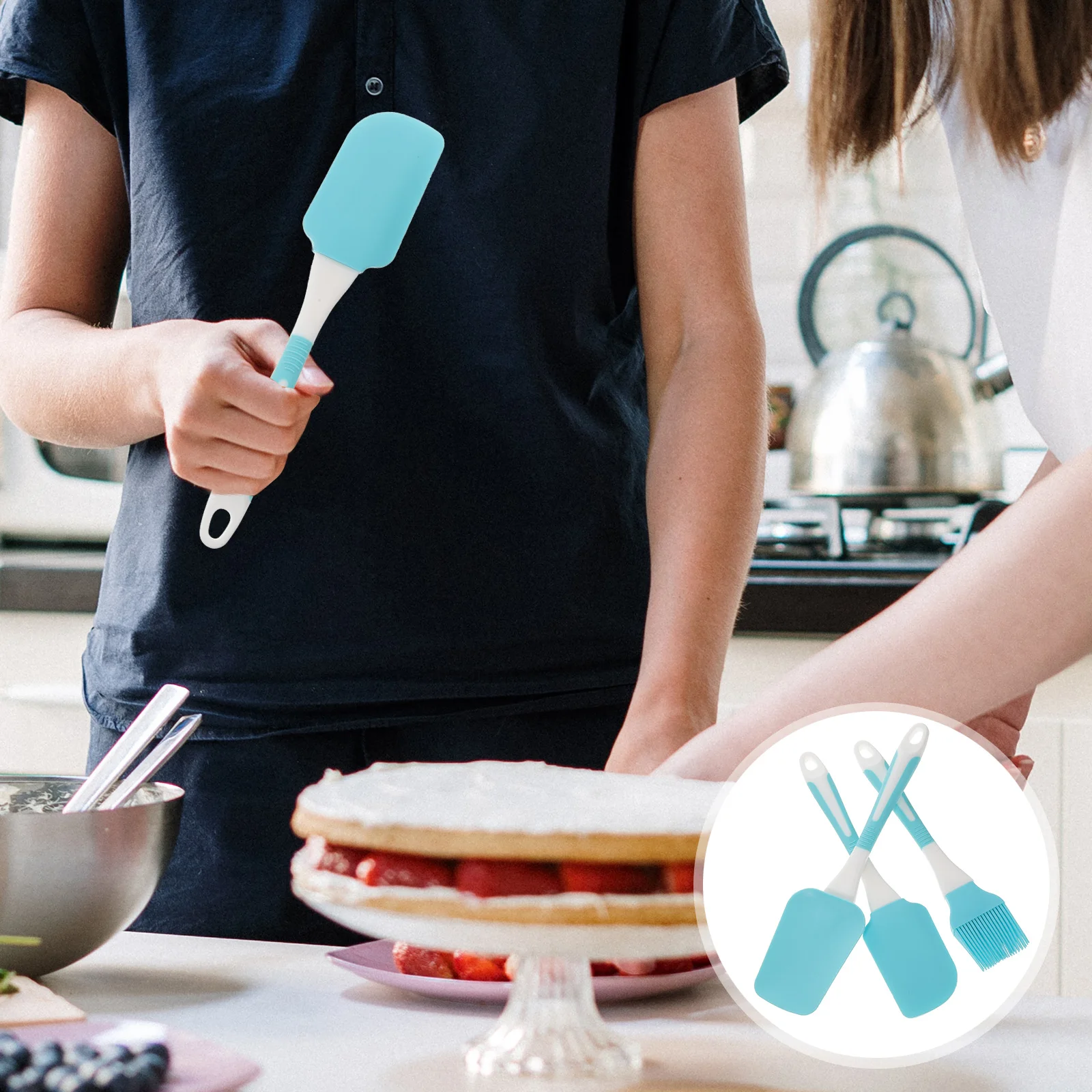 

Baking Silicone Spatula Set Blue Bag Cake Bread Flexible Tools Cooking Stirring Kitchen Utensils Small Gadgets Oil