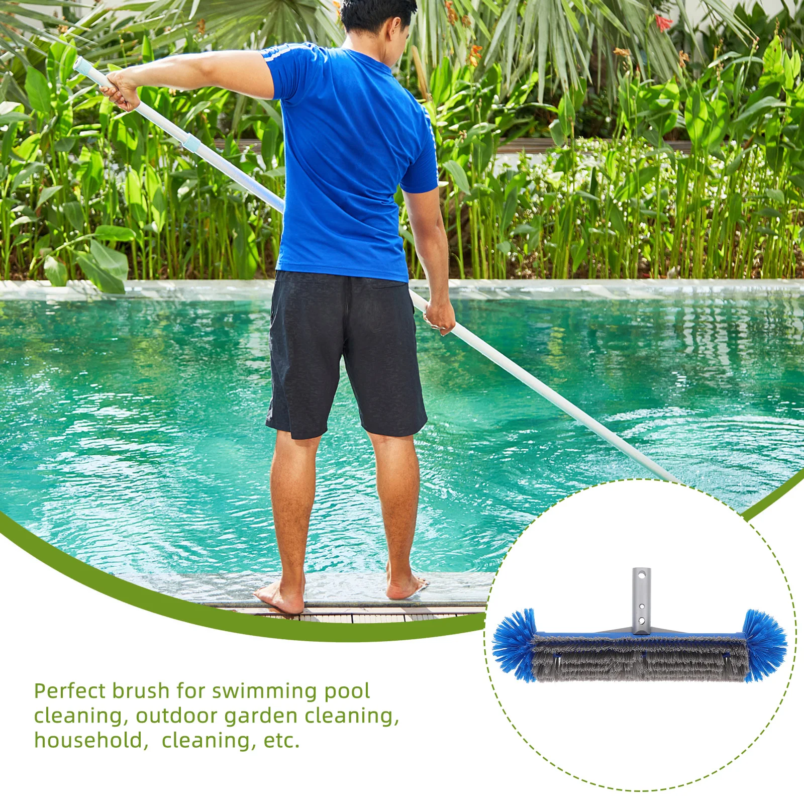 

Swimming Pool Brush Cleaning Tools Long Handle Rubber Broom Ground Accessories Pool Tile Concrete Fiberglass Shower Cleaning