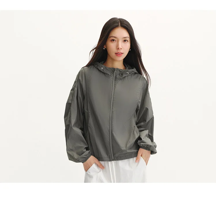 Semir Womens UV Jacket 2026 Cool Feeling Mesh Spliced Loose Hooded Drawstring Casual Outdoor Soft Comfortable