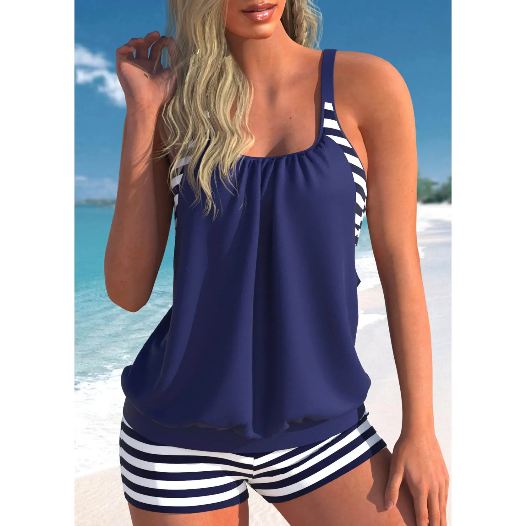 2023 Nieuwe Dames Sexy Badmode Fashion Print Zwemmen Tankini Monokini Badmode Tweedelige Zomer Losse Maat Strandkleding