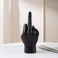 Vilead Black Gold Middle Finger Hand Gesture Polyresin Figurine Home Decor Sculpture Decoration Accessories Shelf Pop Modern Art