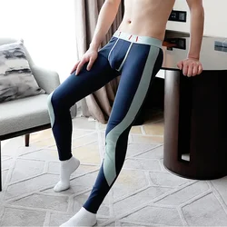 Men's Warm Thermal Underwear Bottoms Autumn/Winter Light Thin Woolen Long Pants Contrast Breathable Comfy Elastic Leggings Basic