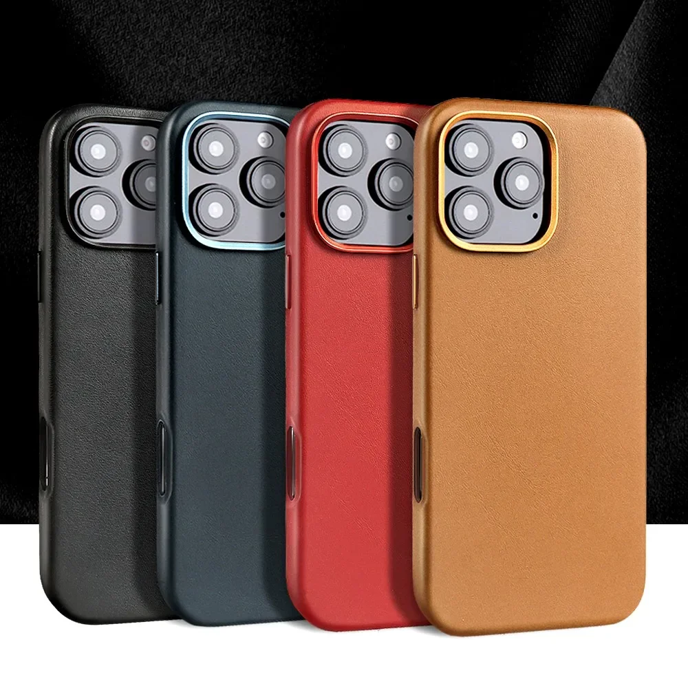 

Full Wrapped Magnetic Leather Case For iPhone 16 Pro Max 15Pro Max 15pro Wireless Magsafe Fundal Phone Back Cover Shell capa