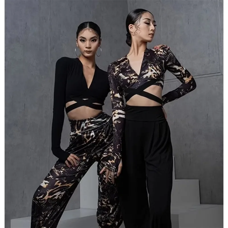 

Индивидуальные костюмы для латинского танца живота, тренировочное платье, расширенный костюм с широкими штанинами, сексуальное платье для вдохновляющего выступления Wildcat