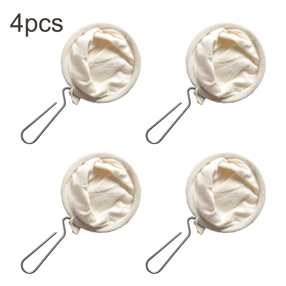 

4pcs Strainers Accessories Flannel Cloth Practical Durable Coffee Filter Reusable Dripper Bag Home Office With Handle Handmade