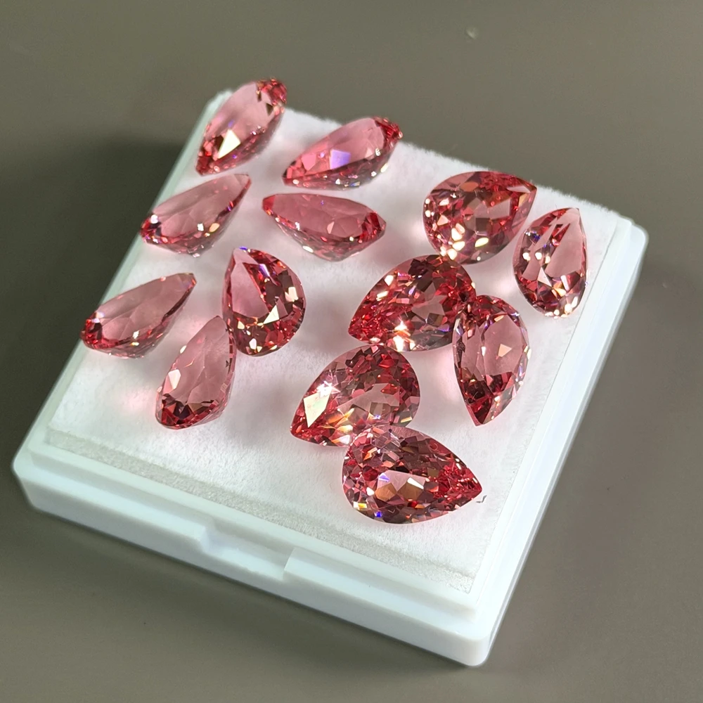 Pear Shape 9x13mm Lab Created Pink Padparadscha Loose Gemstone