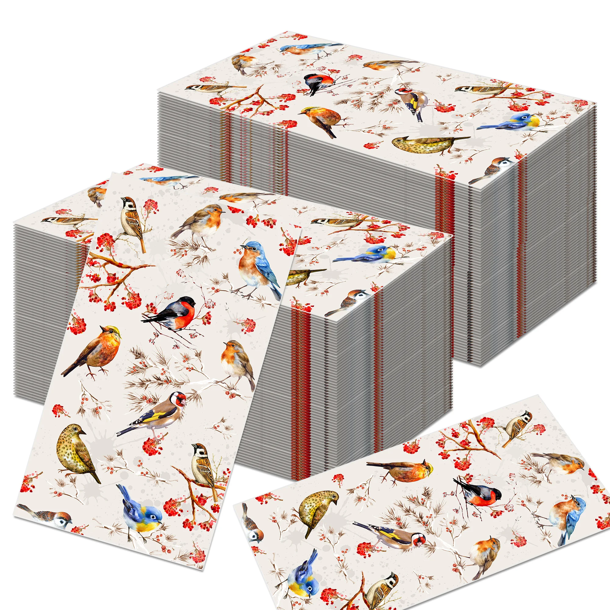 20pcs/pack, Disposable Flowers Birds Printed Guest Napkins, Bathroom Hand Towels, Tissue For Wedding & Party & Family Gatherings view 5