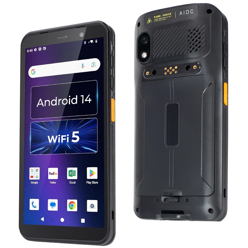 

Сканер штрих-кода Android 2025 года, 5000 мАч, портативный прочный Android 14 КПК, 4G, Wi-Fi, данные RFID, инвентарь, 1D/2D/QR, инвентарь-сканер