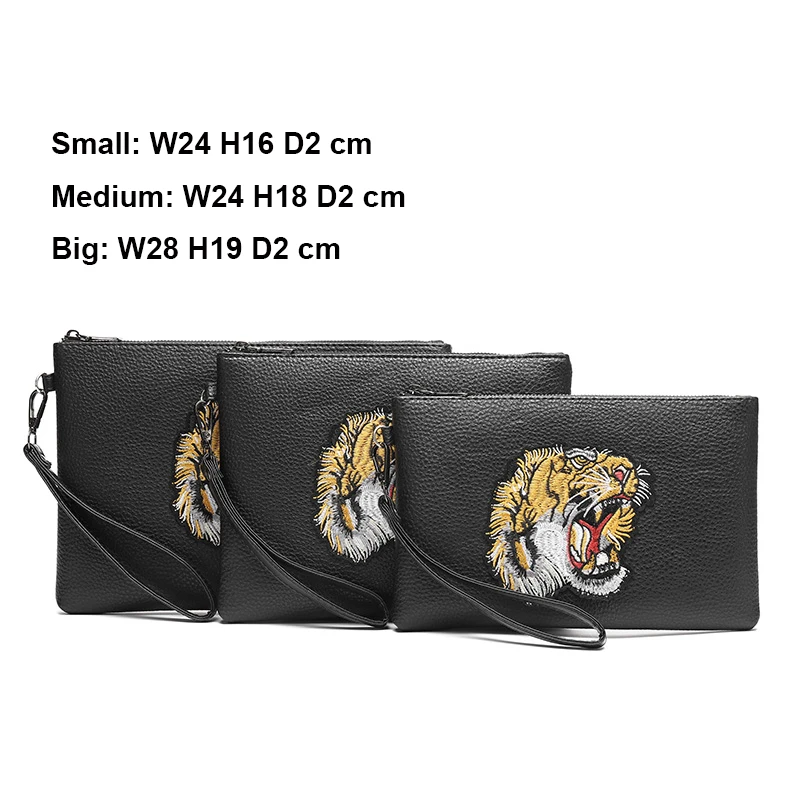 Feidikabolo Tiger Applique Fashion Man Clutch Wallet Long Design PU Leather Man Clutches Purse Business Male Mobile Bag 3 Sizes