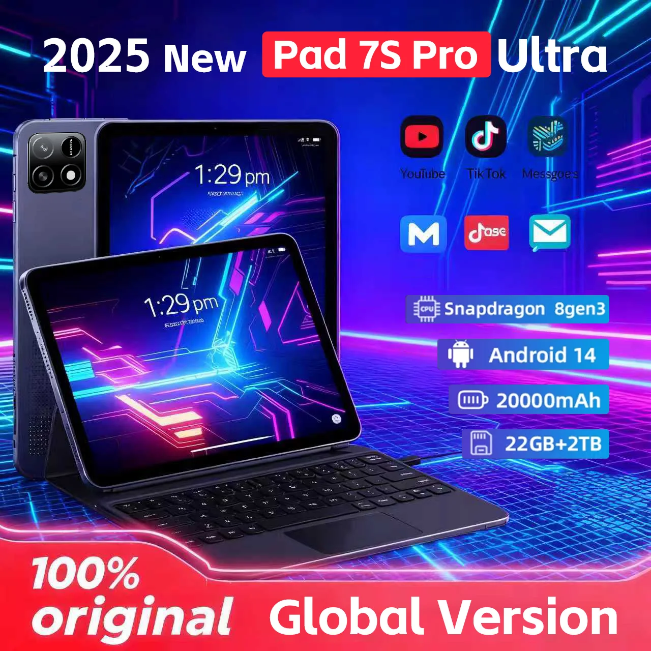 yZ[z2025NV^IWiO[oŃ^ubgPC Pad 7 Pro Ultra Snapdragon 8 Gen 3 Android 14 HD 4K 22GB + 2TB fASIM 5G & WIFIΉ