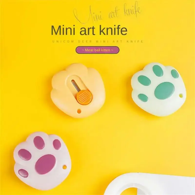 Kawaii Utility Knife Mini Pocket Knife Cat Paw Express Box Envelope Opener Paper Cutter Refillable Blade Korean
