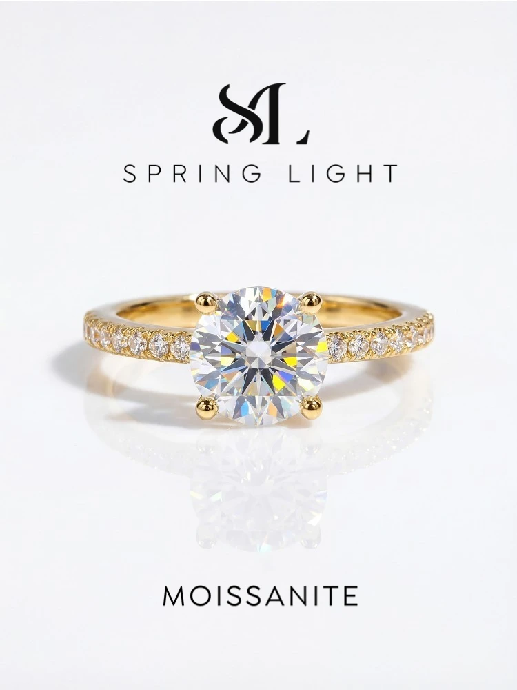 Fashioned 1-2ct Real Certified Moissanite Diamond Gemstone Engagement Rings for Women Wedding Party Daily Wear Gift Jewelry