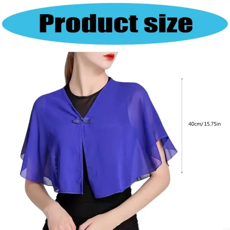 وشاح كتف L5YA أنيق من الشيفون بنصف شال رفيع مسامي للنساء المراهقات