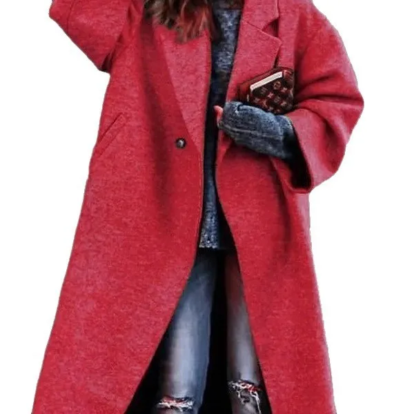 V Neck Patchwork Coat with Elegant and Refined Commuter Style Long Length Long Sleeve Geometric Pattern Women Autumn Coat