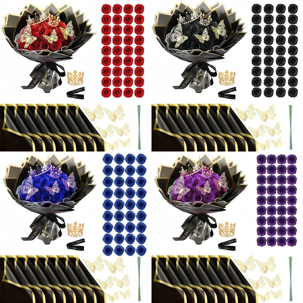

Glitter Artificial Roses Flowers Roses Bouquet Shiny With Stems DIY Fake Gift Flower For Anniversary Graduation Birthday Wedding