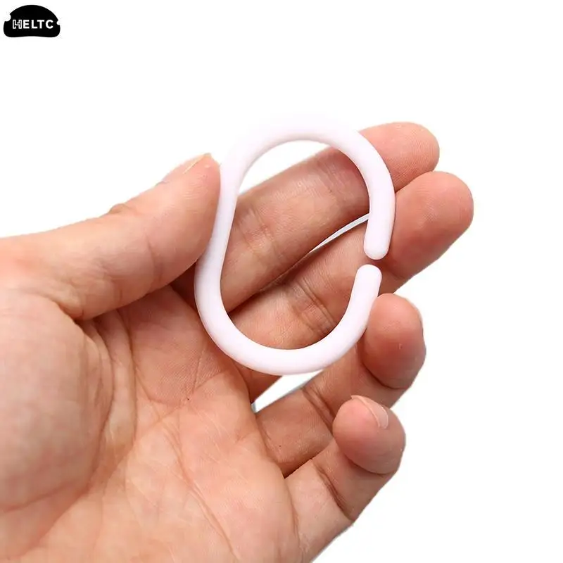 12PCS/lot White Transparent Plastic C Shape Bath Drape Shower Ring Loop Bendable Bathroom Curtain Hooks