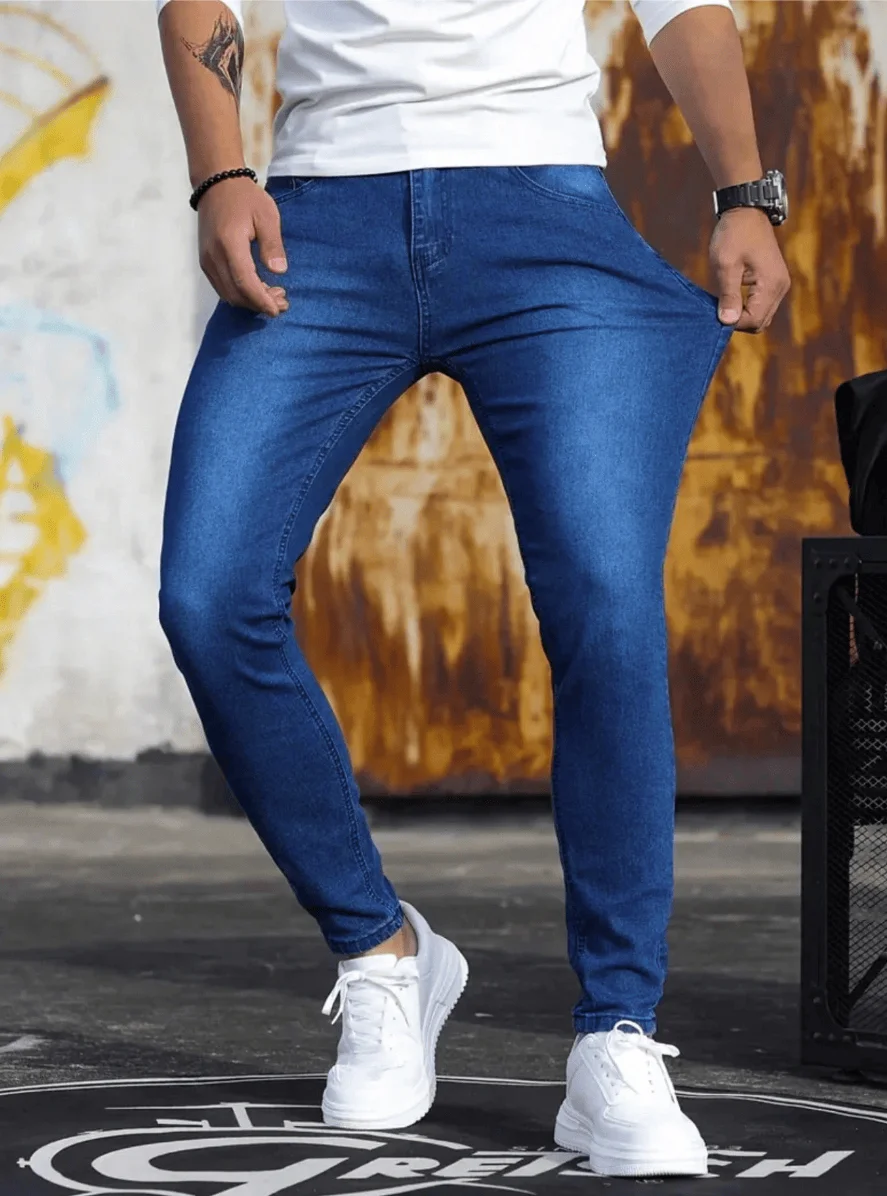 

Мужские джинсы-стрейч, цельнодневная комфортная смесь хлопка, надежный выбор из приключений на выходные для легких встреч