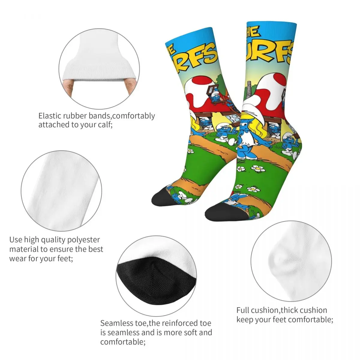 Casual Men Women Socks The S-Smurfs Cartoon Fans Anime Accessories Soft Sport Socks All Season