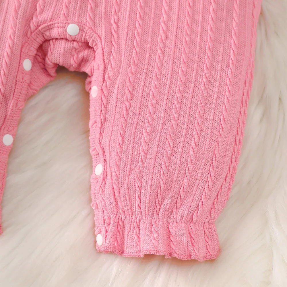 Niedlicher Langarm-Overall mit Blumenmuster für Babymädchen im Herbst, Lässiger und Entzückender Baby-Mädchen-Overall mit Haarband – Detail 5