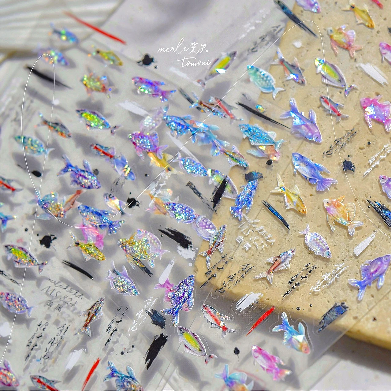 

Abyssal Fishes Deep-sea Rare Shoal of Fish Goldfish Brocaded Carp Koi Shell Starfish Adhesive Nail Art Sticker Manicure Decals