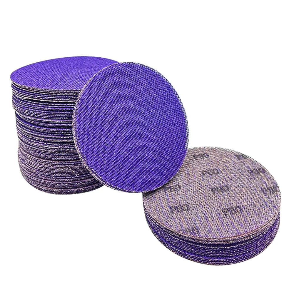 

50 шт., 6 дюймов/150 мм, фиолетовые сетчатые шлифовальные диски, беспыльная подложка на липучке, 6 дюймов, керамическая сетчатая наждачная бумага для металла, авто, дерева, гипсокартона