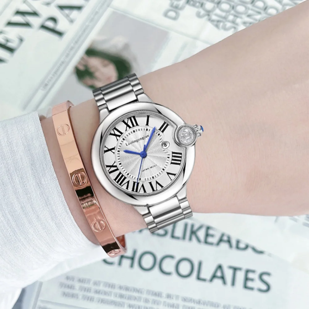 

Global Best-Selling Influencer-Style Women's Quartz Watch, Elegant Roman Dial, Glossy Women's Watch, Simple Blue Hands, Waterproof, Scratch-Resistant, Versatile Women's Watch, Influencer-Style Light Luxury Commuter Watch, Life-Resistant to Water, Does Not