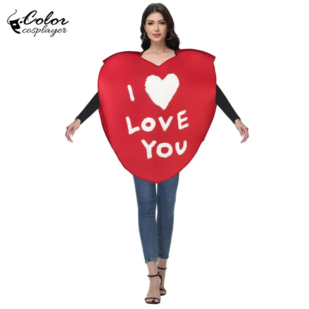 Colore Cosplayer San Valentino Costume Coppia Costume Crea una confessione Abiti Cuore Abbigliamento divertente Abbigliamento da spettacolo di carnevale