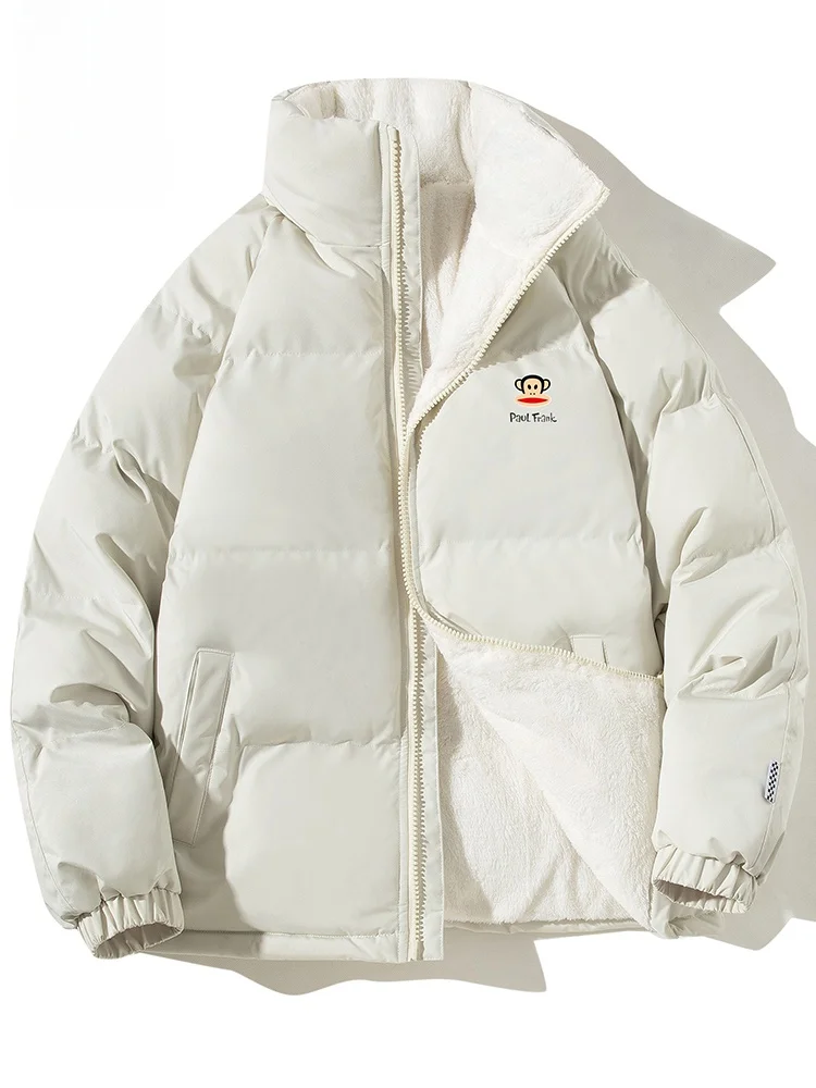 

PaulFrank Men's Winter Thiened Fce Lined Loose Fit Lamb Velvet Anti-Cold Coat Cotton Jaet Youth Faion Polyester Fiber