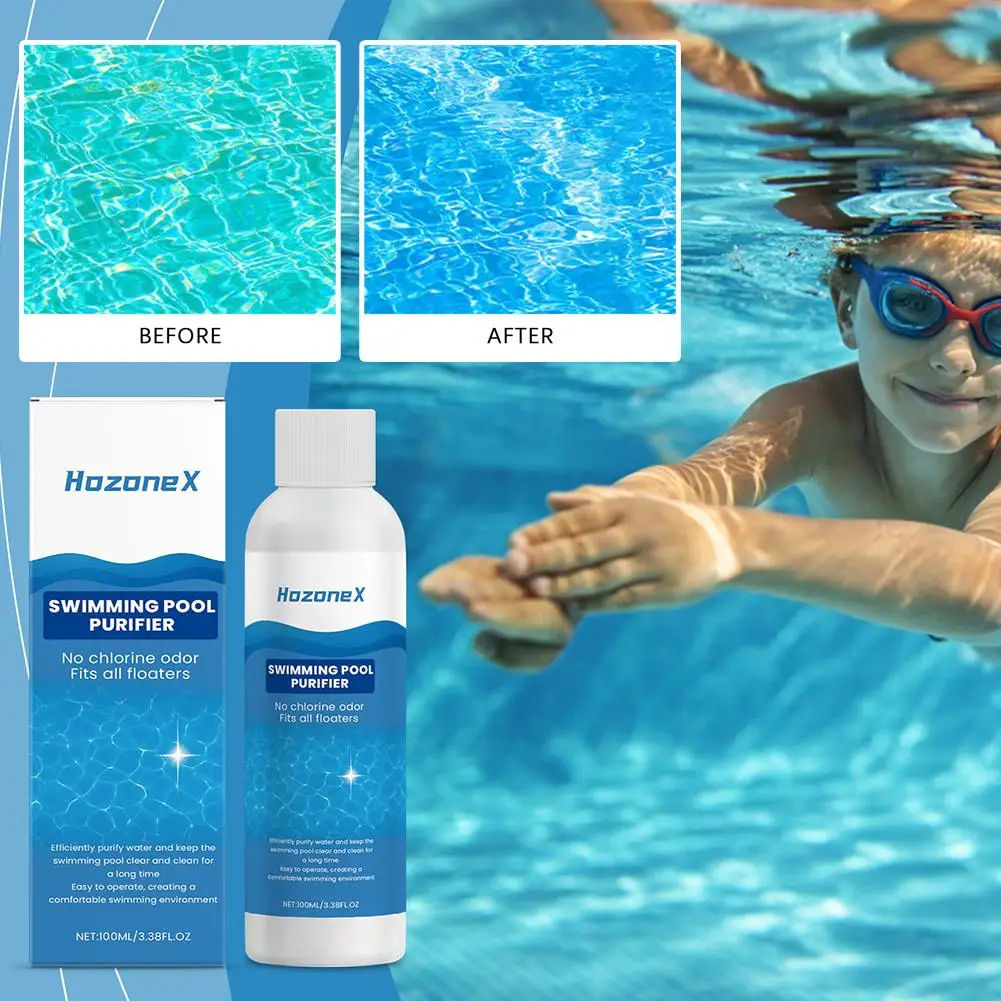 Pool Purifier Liquid Pool Water Clarify No Odor Clean Dirt Fast Dissolving Cleaning Solution for Pool Maintenance