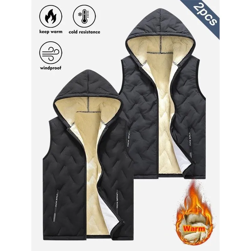 

Men's Hooded Fce Vest Warmth Inner Wear Fashion City Walk Style Other Design Regular Fit Spring Season Online And Offline Sale