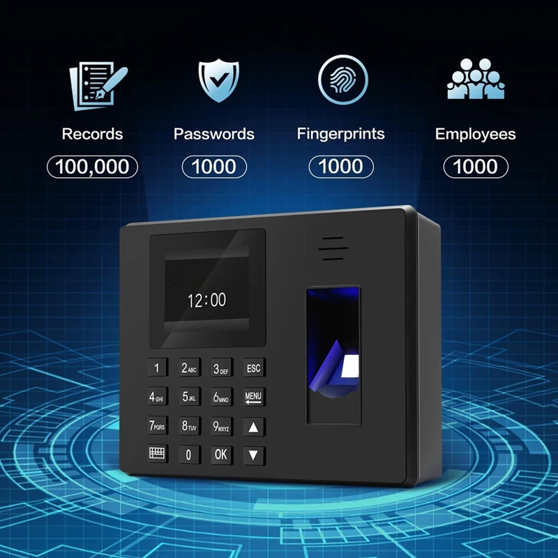 Fingerprint Clock Finger Scanning And PIN Punch In One, No Monthly Fee Deduction Lunch Time Editor Lacks Punch