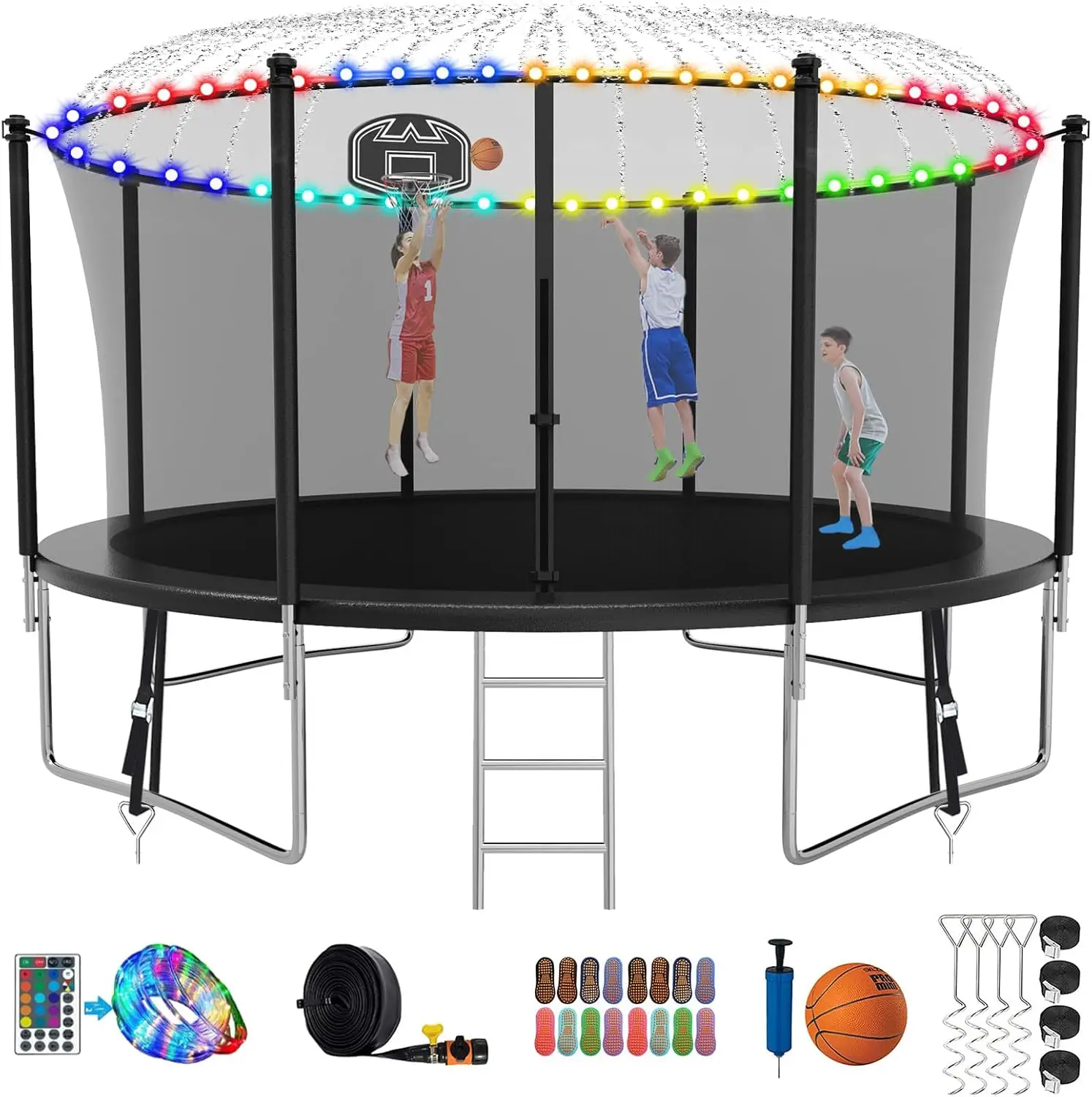 

Tranpoline 1500LBS 16 15 14 12 10 8 FT Tranpoline for 7 10 Kids and Adults Windproof Outdoor Tranpoline with Enclosure Net Baske