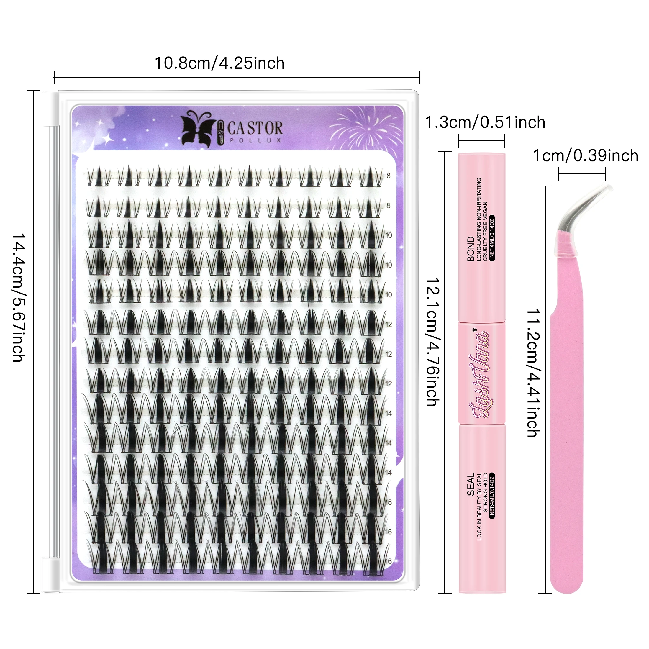 D18 model false eyelash set, 8-16mm, a total of 140 clusters, length can be matched according to eye shape, natural style,