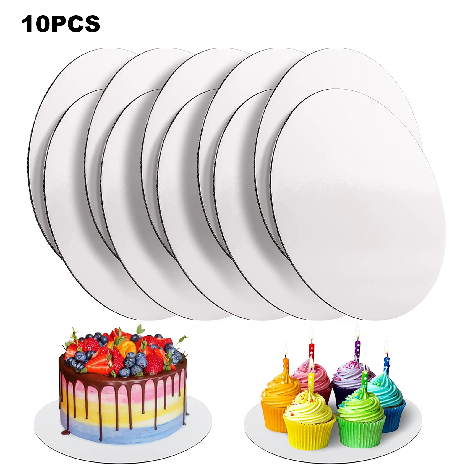 

10pc Cake Boards White 10inch Round Food-graded Cardboard Cake Base Waterproof Oilproof Cake Boards for Cake DIY Dessert Display