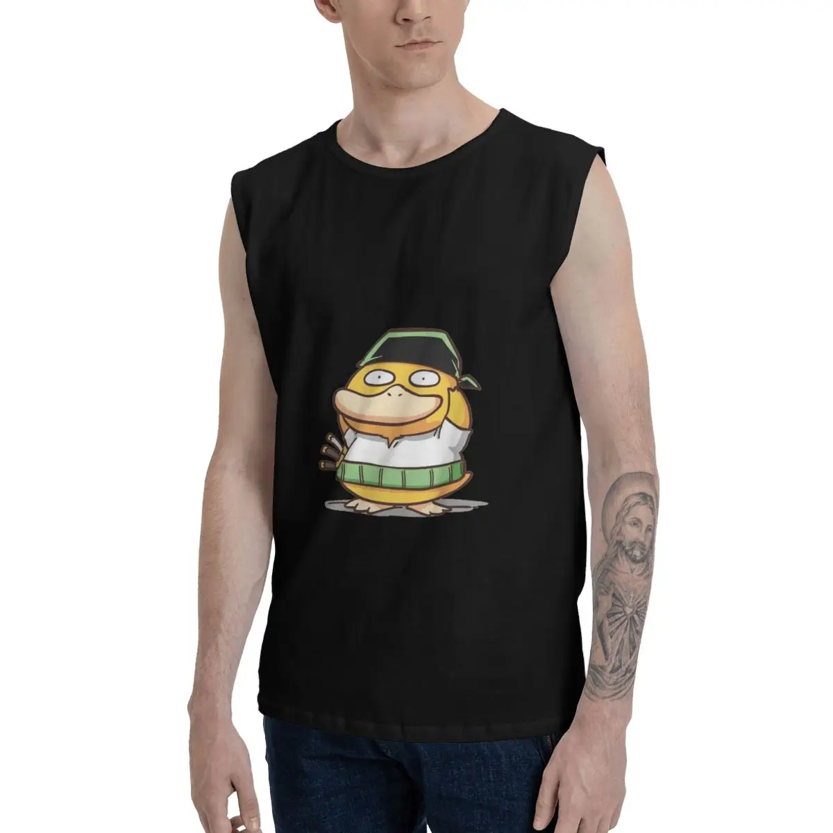 Psyduck 100% pure cotton wide shoulder vest for men in summer, loose fitting, camisole, hurdle, sleeveless fitness sports