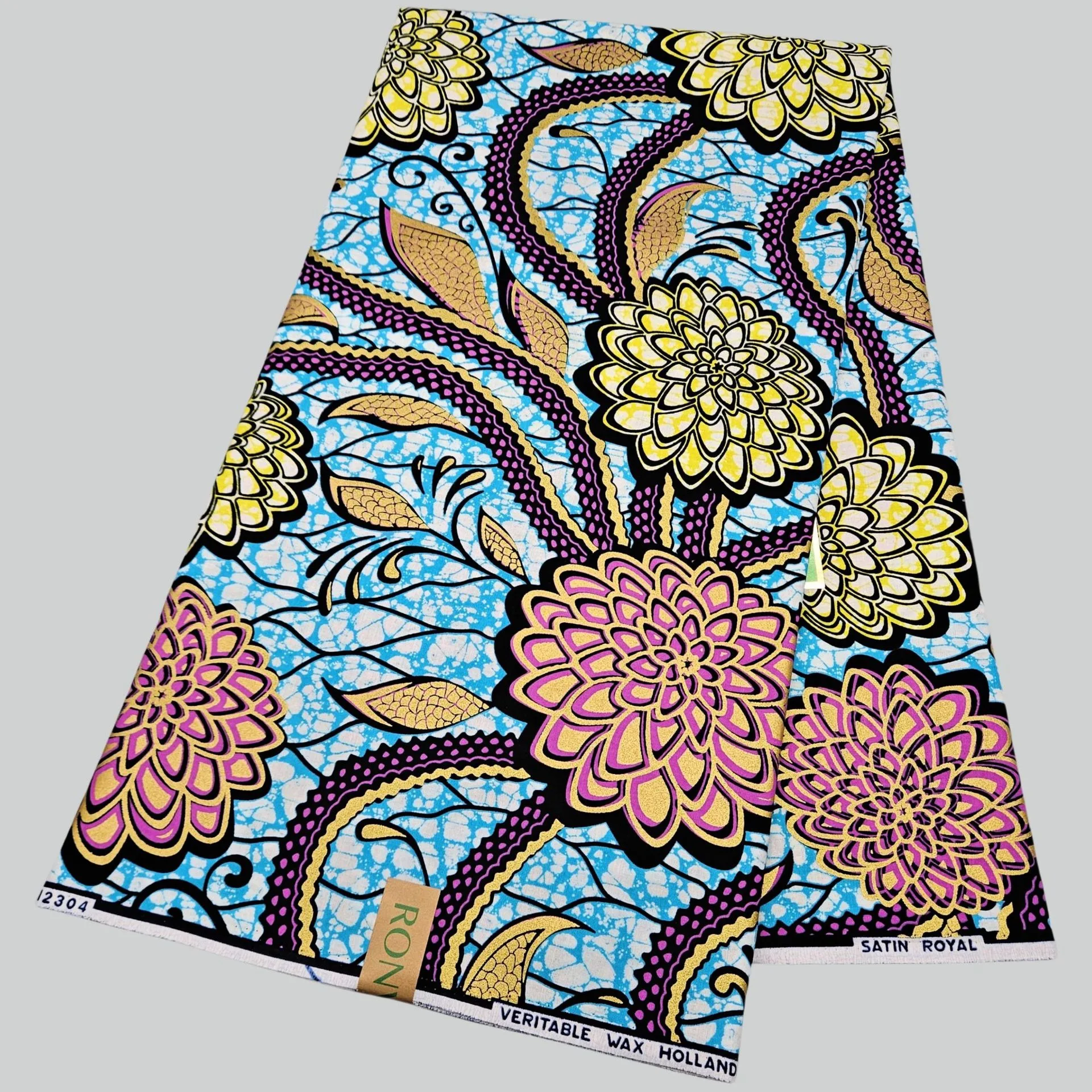 

46 дюймов, длинная хлопковая африканская восковая ткань с цветочным принтом, 6 ярдов, сине-зеленая ткань в стиле батик для шитья своими руками, подушки для платья R2895