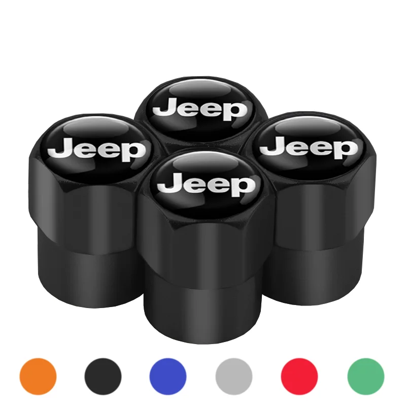 Tapas de válvula de neumático de rueda de coche, caja de vástago con logotipo, estilo automático para Jeep Renegade Wrangler jk Compass Grand Cherokee Gladiator, 4 Uds.