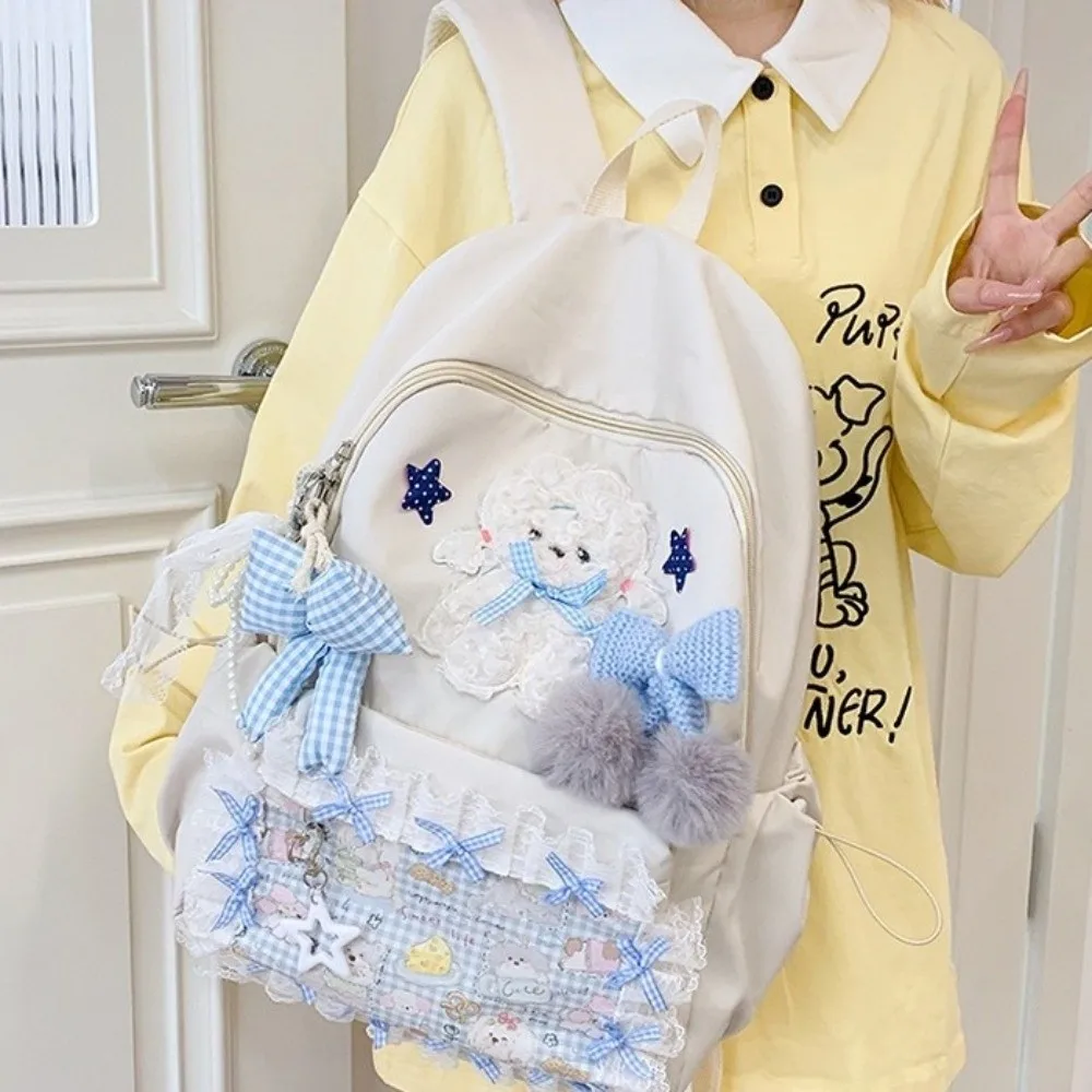 New Bow Lace Backpack Lolita-style Adjustable Straps Backpack Cute Girls Backpack School Use