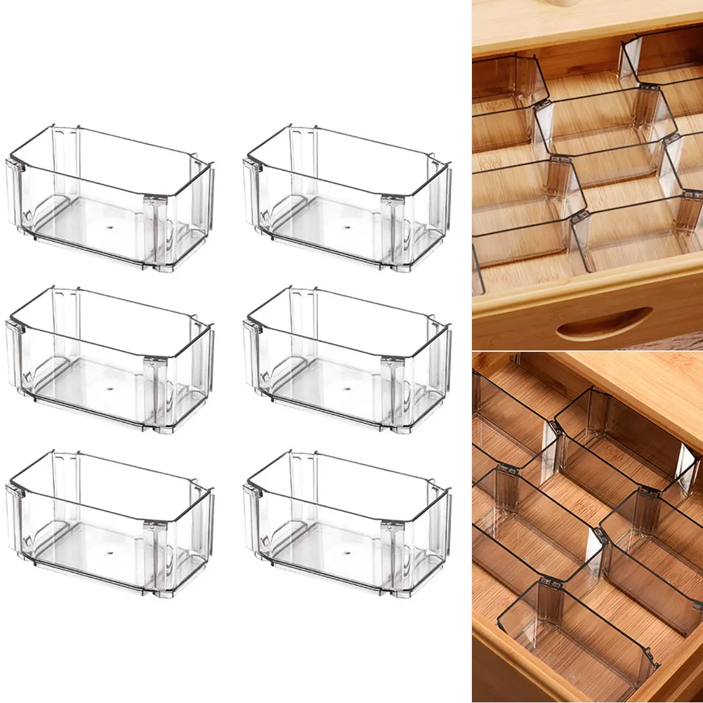 12*5.5*6.3cm 6PC Black Modular Drawer Storage Set Desktop Organizer Organizer For Office Study Room Home Storage