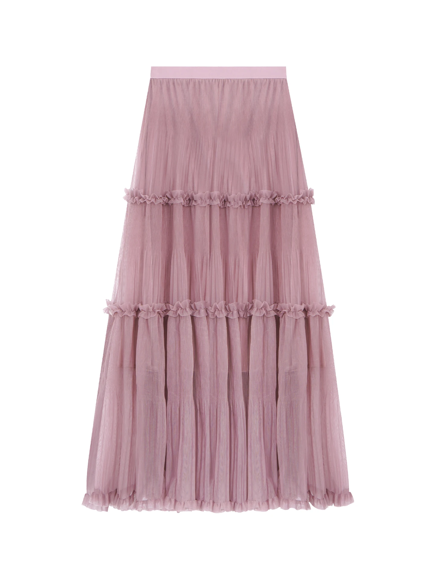 Spódnica z wysokim stanem, modelująca sylwetkę, pastelowy róż lotosowy, koreański styl, uniwersalna, jesienno-zimowa, elegancki kwiatowy wzór, włókno poliestrowe.