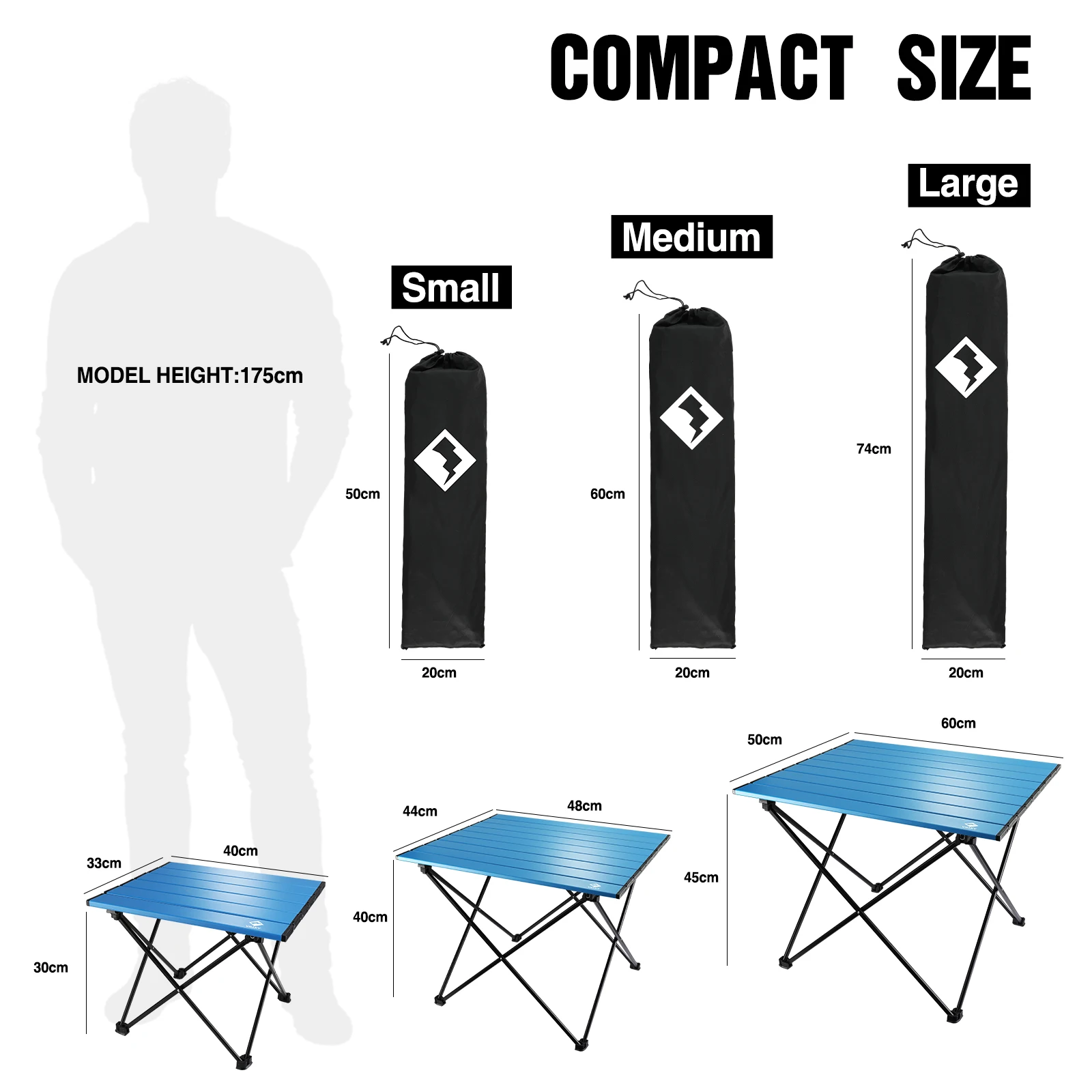 Villey Outdoor Folding Tables and Chairs Portable round Picnic Table Egg Roll Table Aluminum Alloy Camping Dinner Table