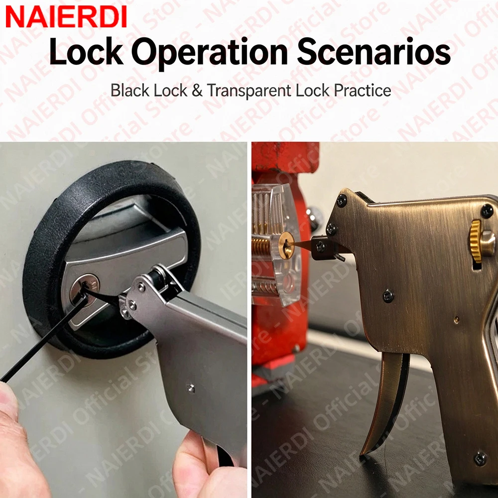NAIERDI Manual Practice Tool Key Remove Break Auto Extractor Set Training Tools Kit with Transparent Practice Padlock Hook Tools