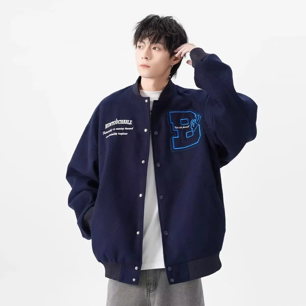 

Loose Men's Jaet 2024 Spring Autumn Street Sle Harajuku Trendy Outerwear High Street Faion Korean Version Cuffed Sve