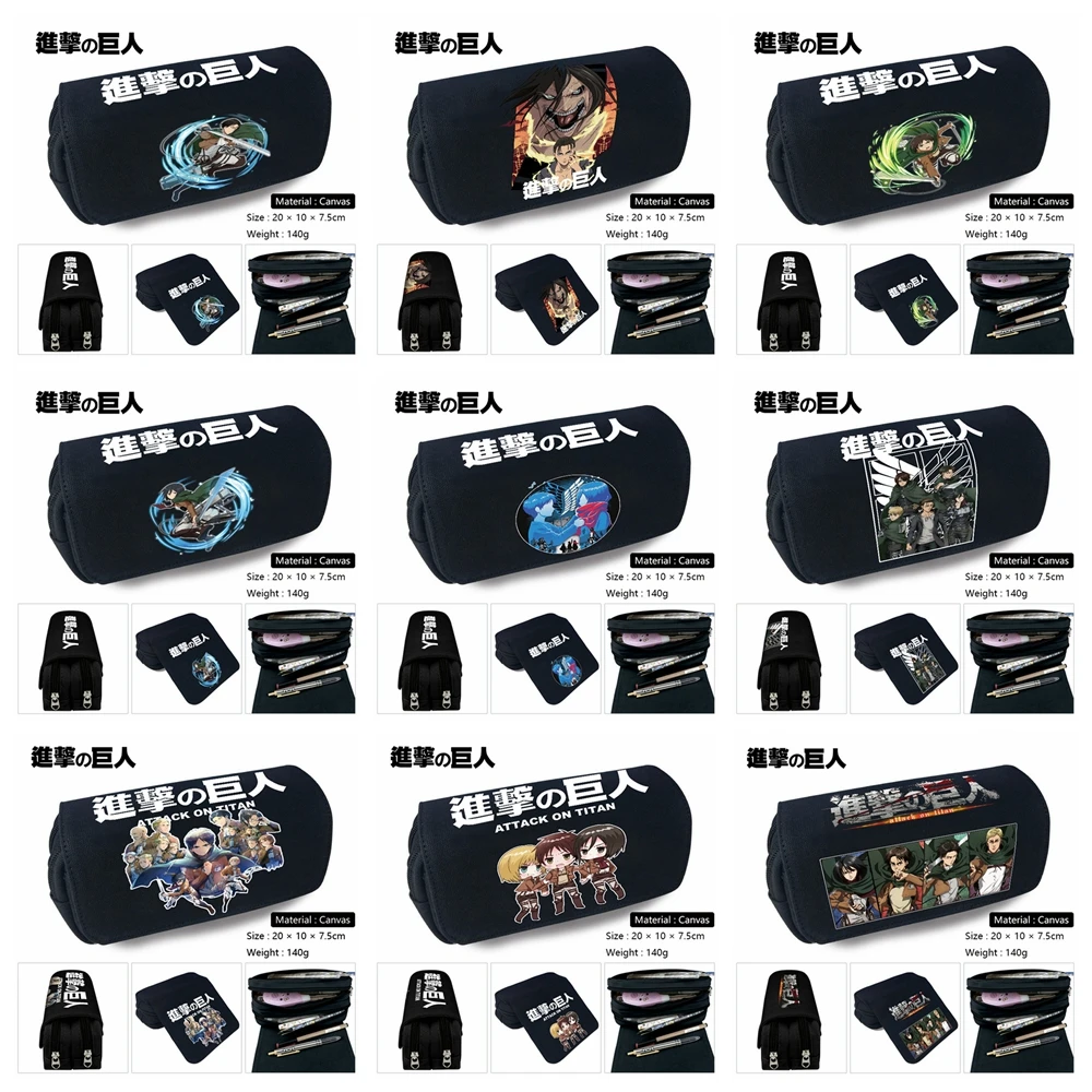 Anime Attack On Titan Pencil Case Cartoon Make up Cosmetic Bag Student Stationery Multi-function flip Bags Pen Bags Gift