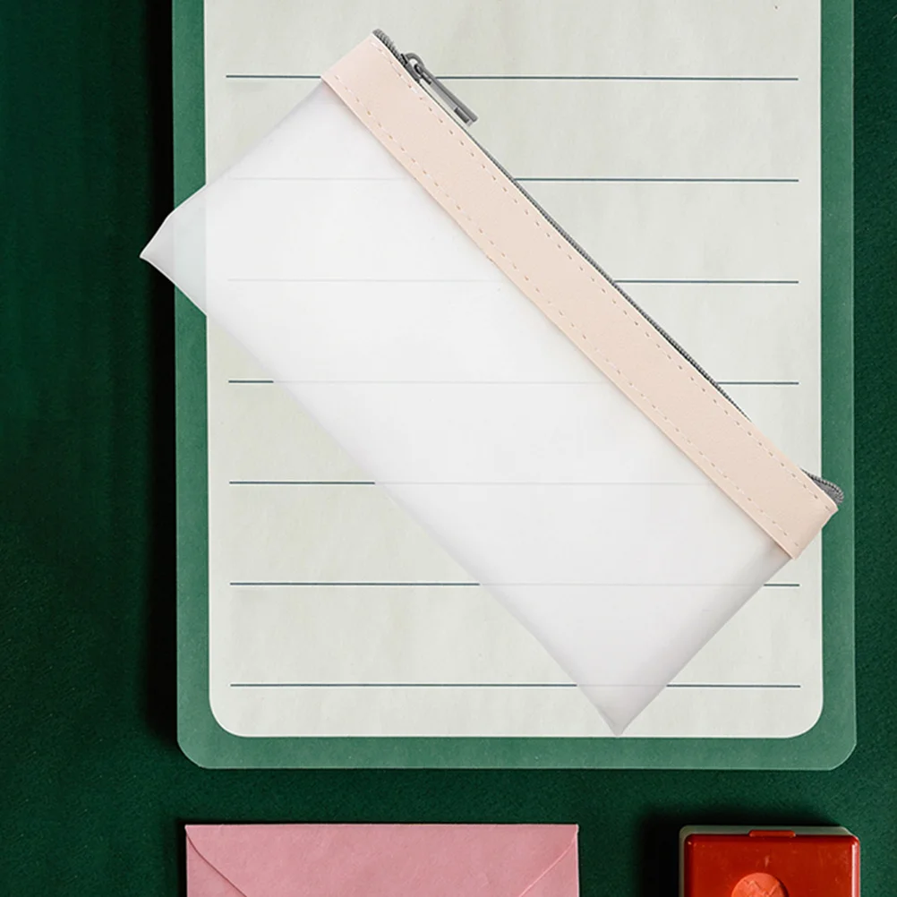 

2pcs Tpu Transparent Money Bags Zippered Clear Pencil Pouch Stationery Case For Cash Organizer Small Items Storage Bank Deposit