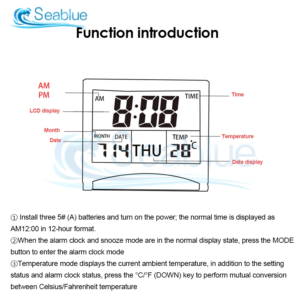 Foldable Desktop LCD Digital Travel Clock Thermometer Humidity Meter Alarm Clock Desk Table Weather Station Temperature Sensor