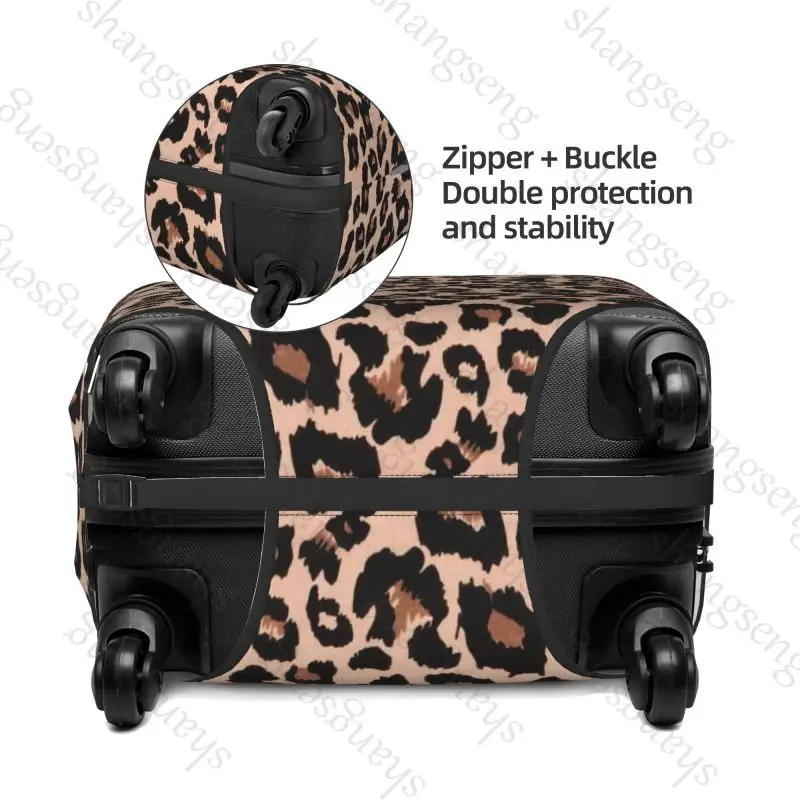 Leopard Fur Skin Texture Elastic Luggage Protective Cover Zipper Suit For 18-32 in Bag Suitcase Cover Trolley Travel Accessories