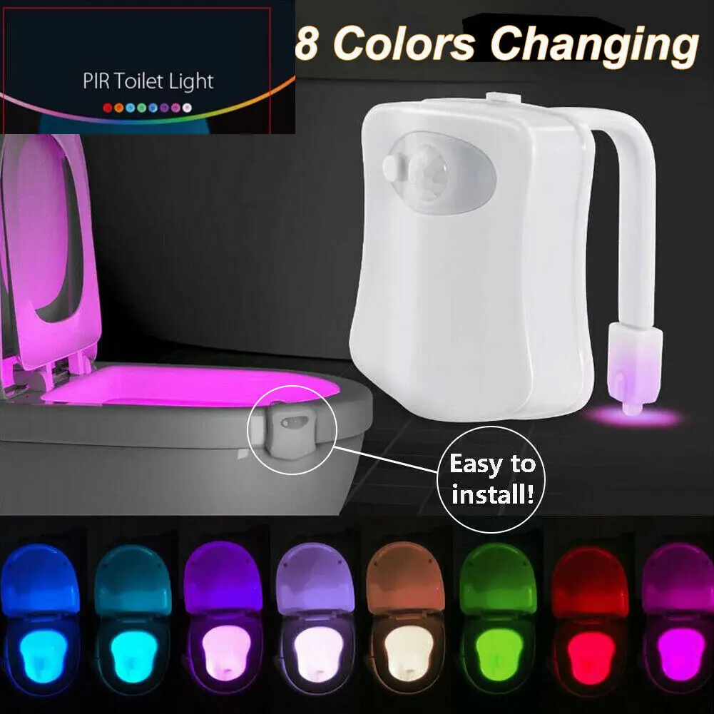 

Hot Toilet Night Light PIR Motion Sensor Lights 8 Colors LED Washroom Night Lamp Toilet Bowl Lighting For Bathroom Washroom