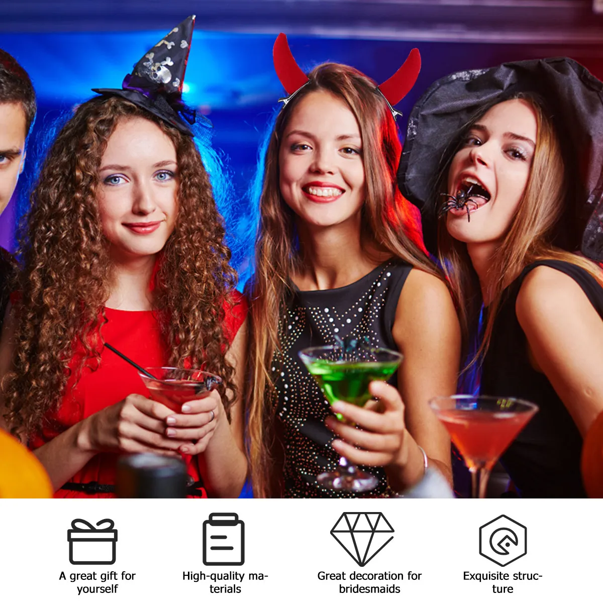 8Pcs Halloween Devil Horn Hair Clips Premium Comfortable Festive Headband for Masquerade Party Stage Performance Cosplay