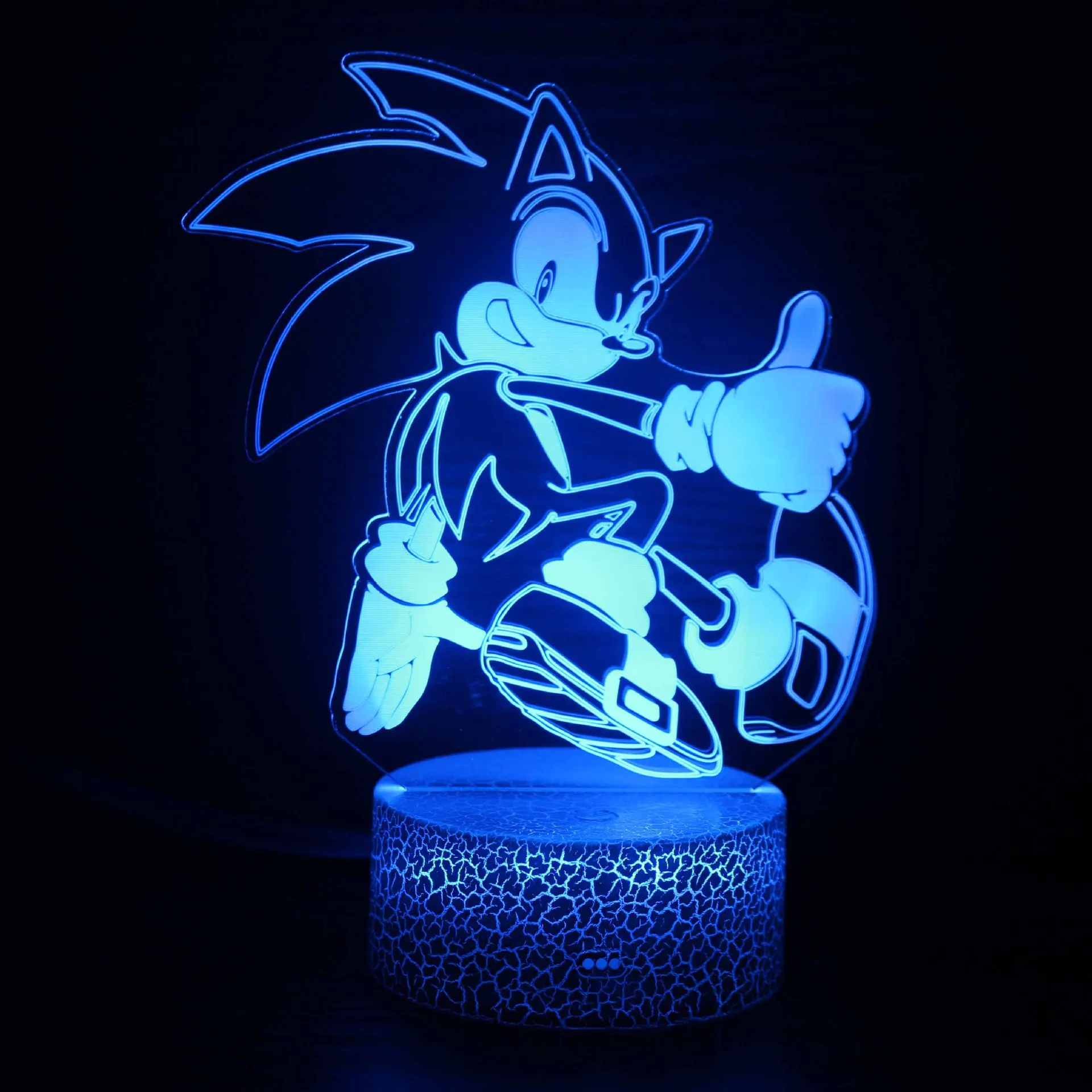 Sonic The Hedgehog 3D Night Light  Anime Figures Acrylic Crack Base Night Light Home Bedroom Decoration Table Lamps Kids Toys